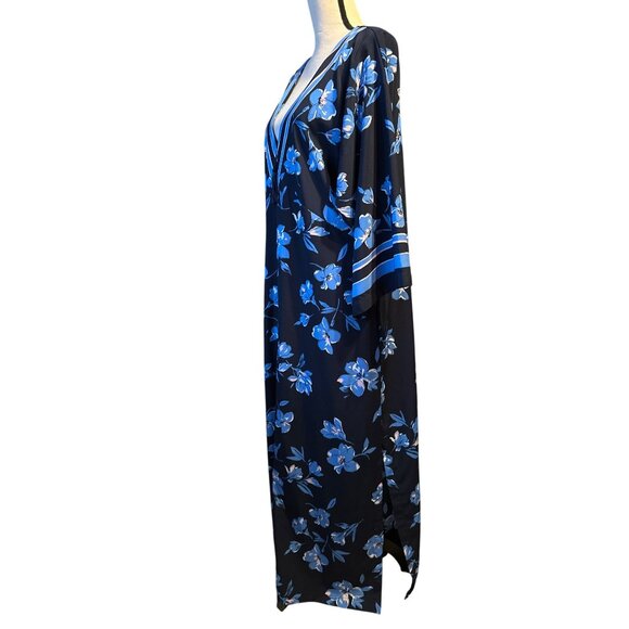 Oscar de la Renta Black and Blue Floral Maxi Dress - Picture 5 of 8